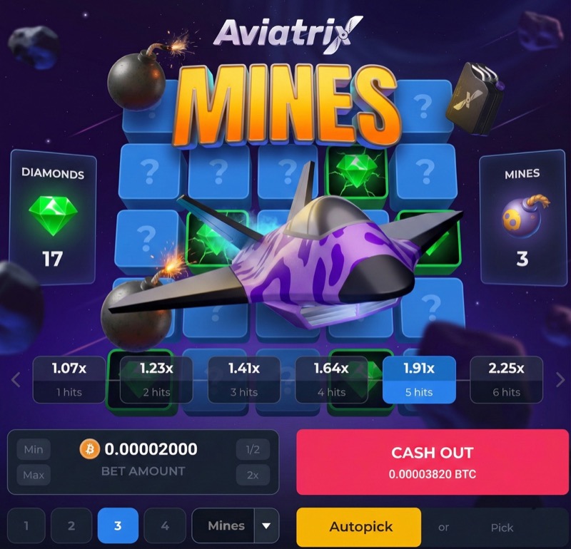 Aviatrix Mines Game Interface